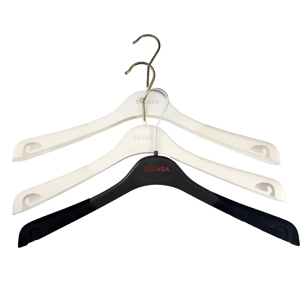 Escada Hangers Lot of 3 Flocked Edge Shoulder Form Hangers